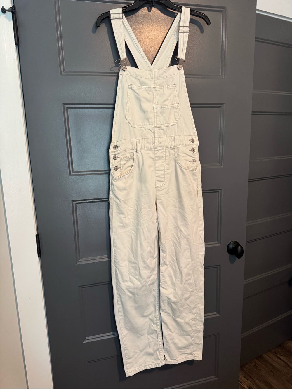 We The Free Cream Women’s Denim Overalls - Relaxed Straight Leg